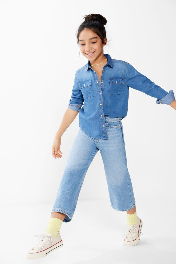 Springfield Kids Blusa denim menina azul