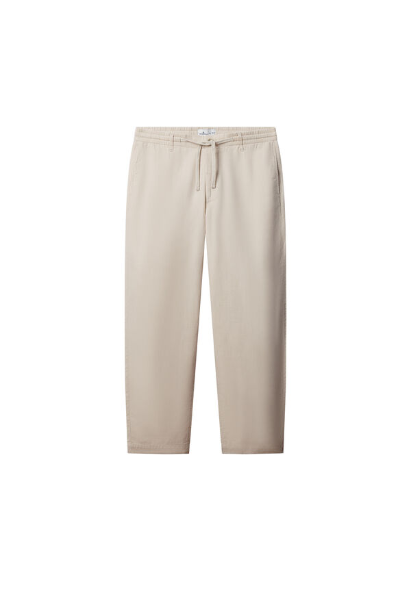 Springfield Pantal&oacute;n chino lino comfort fit marfil