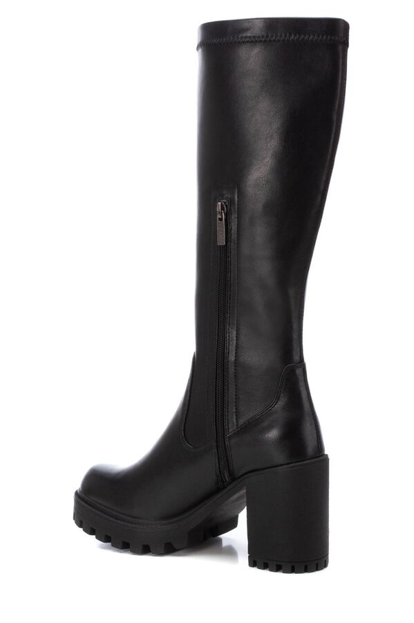 XTI Bota elastica con tacon alto y cremallera negro