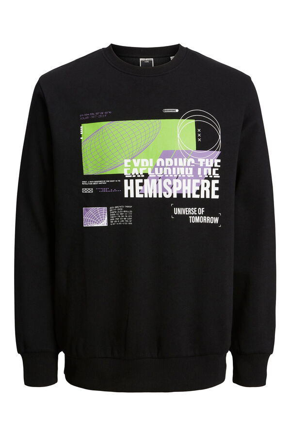 Jack & Jones Sudadera cuello redondo print universo negro