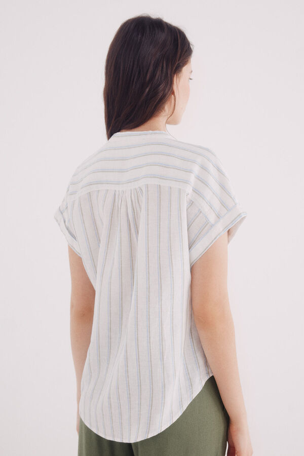 Springfield Blusa de decote linho com decote em V cru