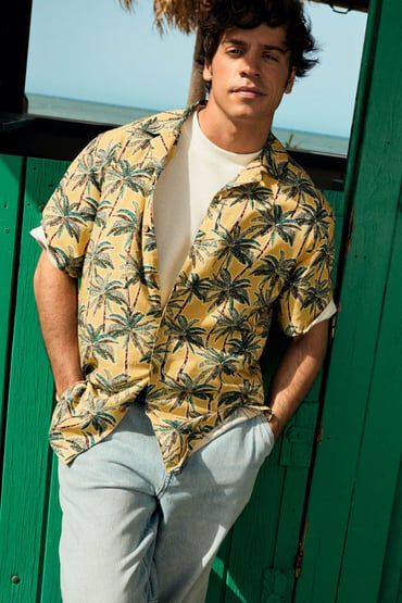 Springfield Camisa de manga curta de viscose estampado