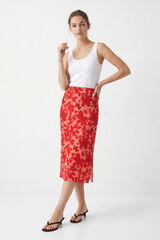 Pieces Falda midi estampada rojo