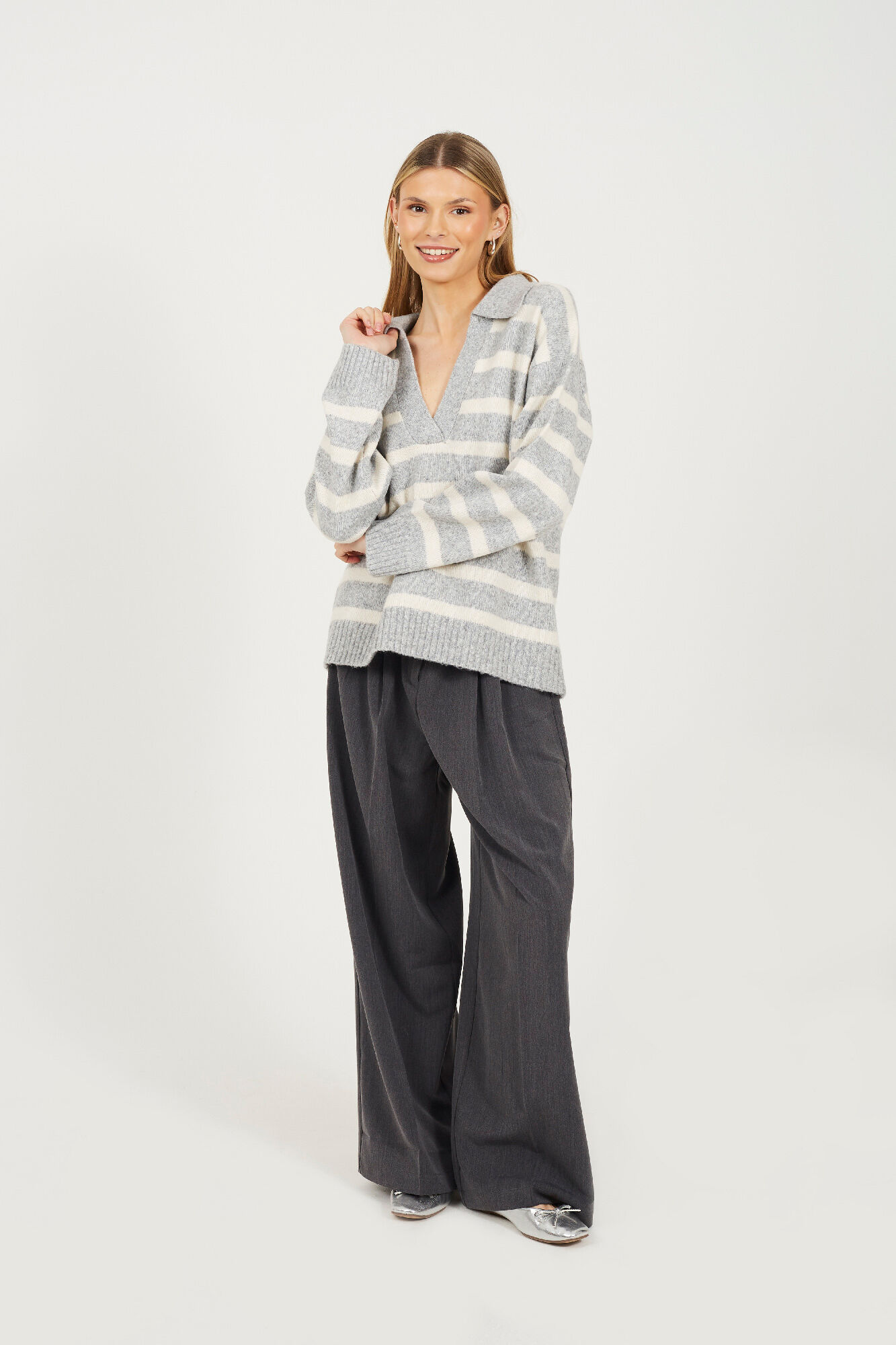 Brave Soul Jersey a rayas con cuello pico