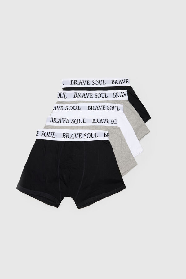 Brave Soul Pack de 5 boxers con logo blanco