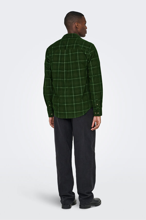 Only & Sons Camisa manga larga pana verde