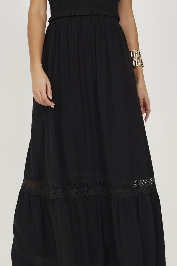 Brave Soul Saia longa com renda preto