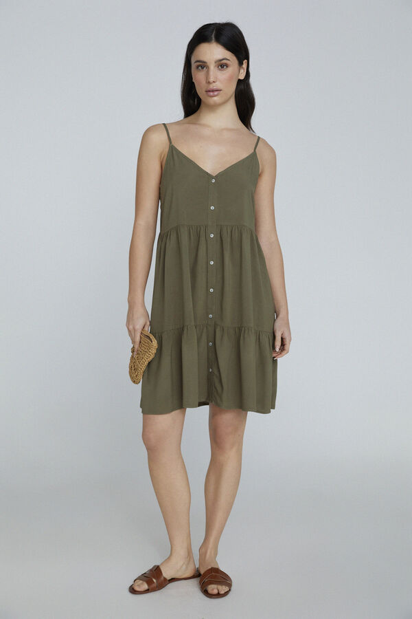 Only Vestido corto tirantes kaki