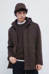 Springfield Parka larga efecto lana estampado