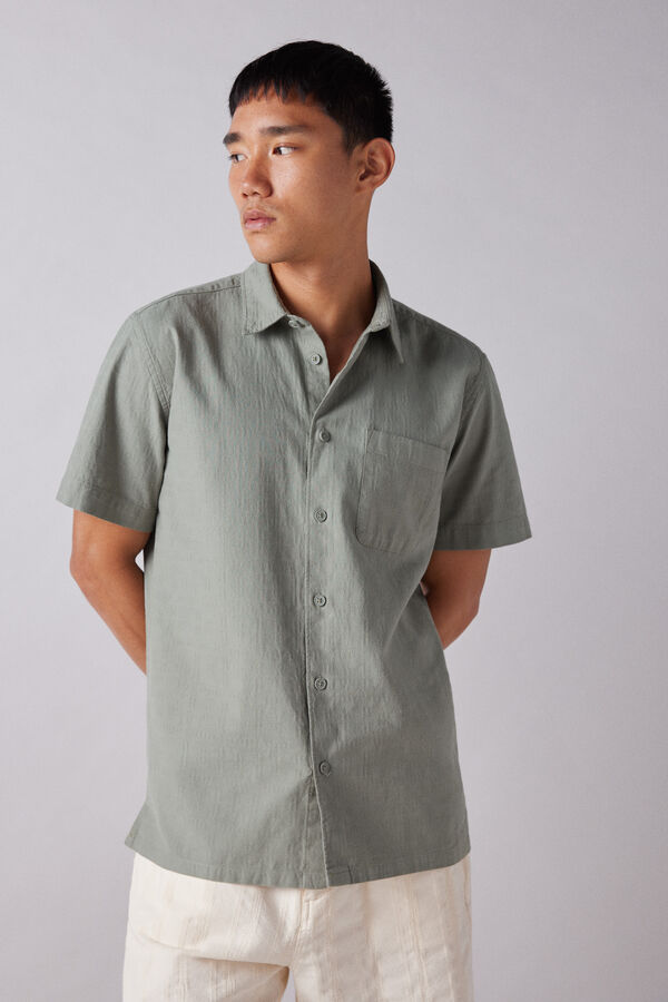Springfield Camisa manga curta jacquard verde