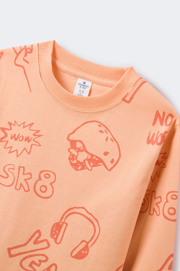 Springfield Kids Camiseta gruesa estampados skate ni&ntilde;o naranja