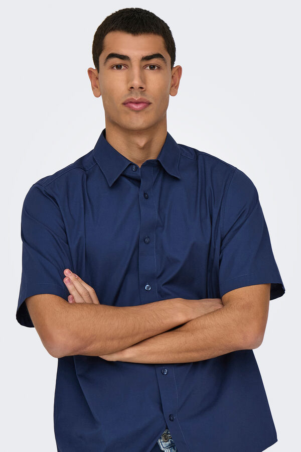 Only & Sons Camisa manga curta azul