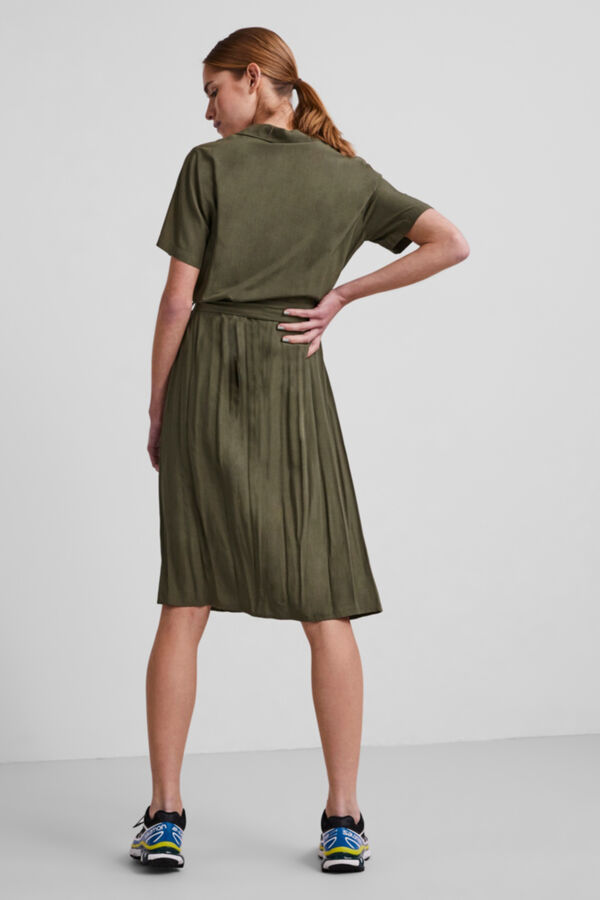 Pieces Vestido midi camisero verde