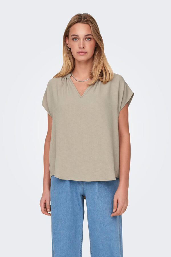 Only Top escote en V amarillo