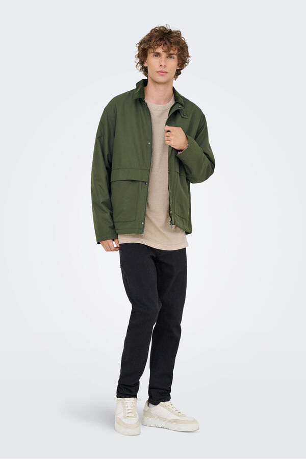 Only & Sons Casaco de gola de veludo cotel&ecirc; verde