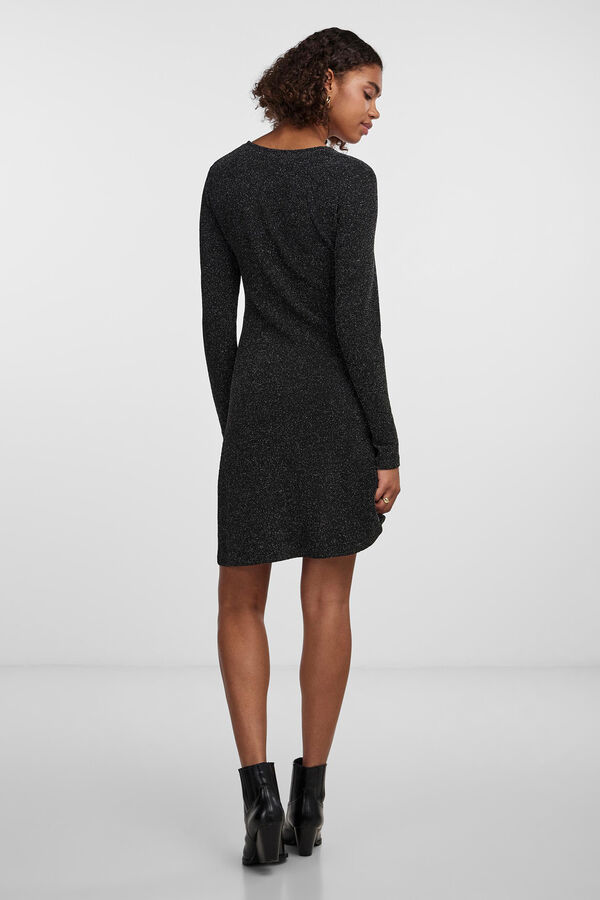 Pieces Vestido curto com fibras met&aacute;licas preto