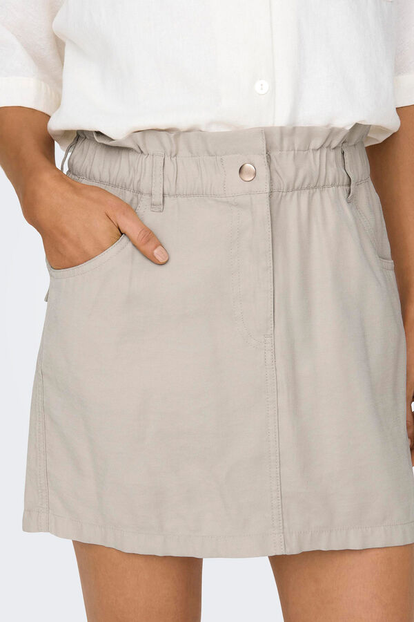 Only Saia curta paperbag castanho