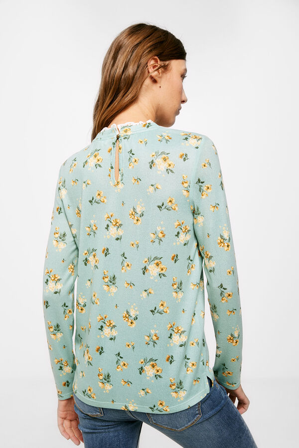 Springfield T-shirt Estampada Decote Folhos verde