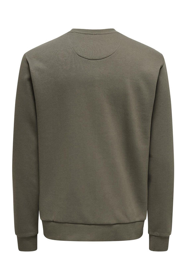 Only & Sons Sweatshirt com gola redonda e desenho frontal castanho