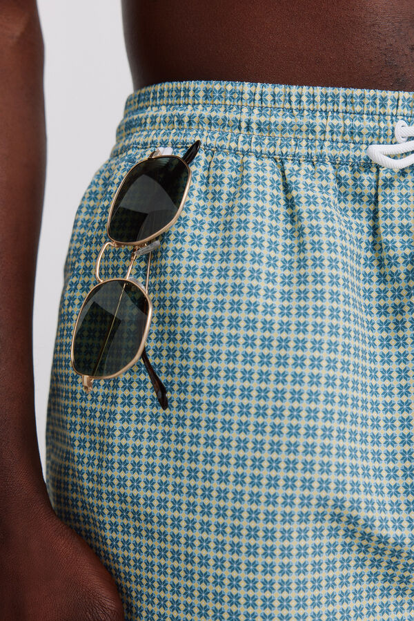 Springfield Ba&ntilde;ador estampado geom&eacute;trico bolsillo cremallera azul