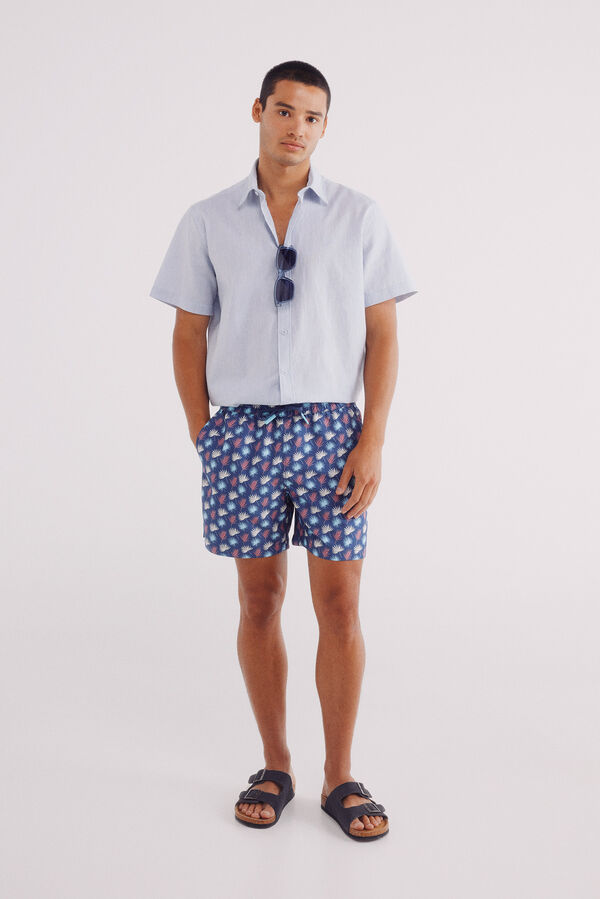 Springfield Bañador estampado hojas azul