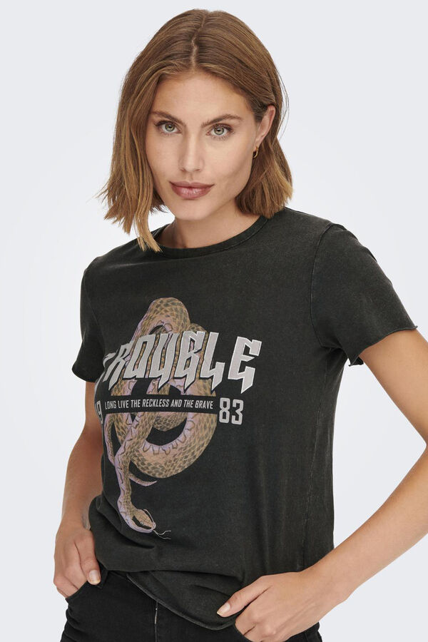 Only Camiseta with lettering negro