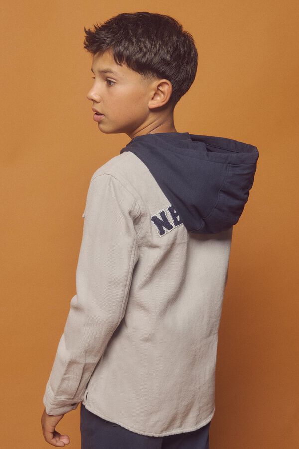 Springfield Kids Camisa franela capucha ni&ntilde;o gris