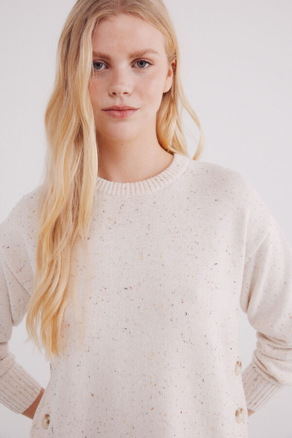 Springfield Suéter de algodão com botões laterais bege