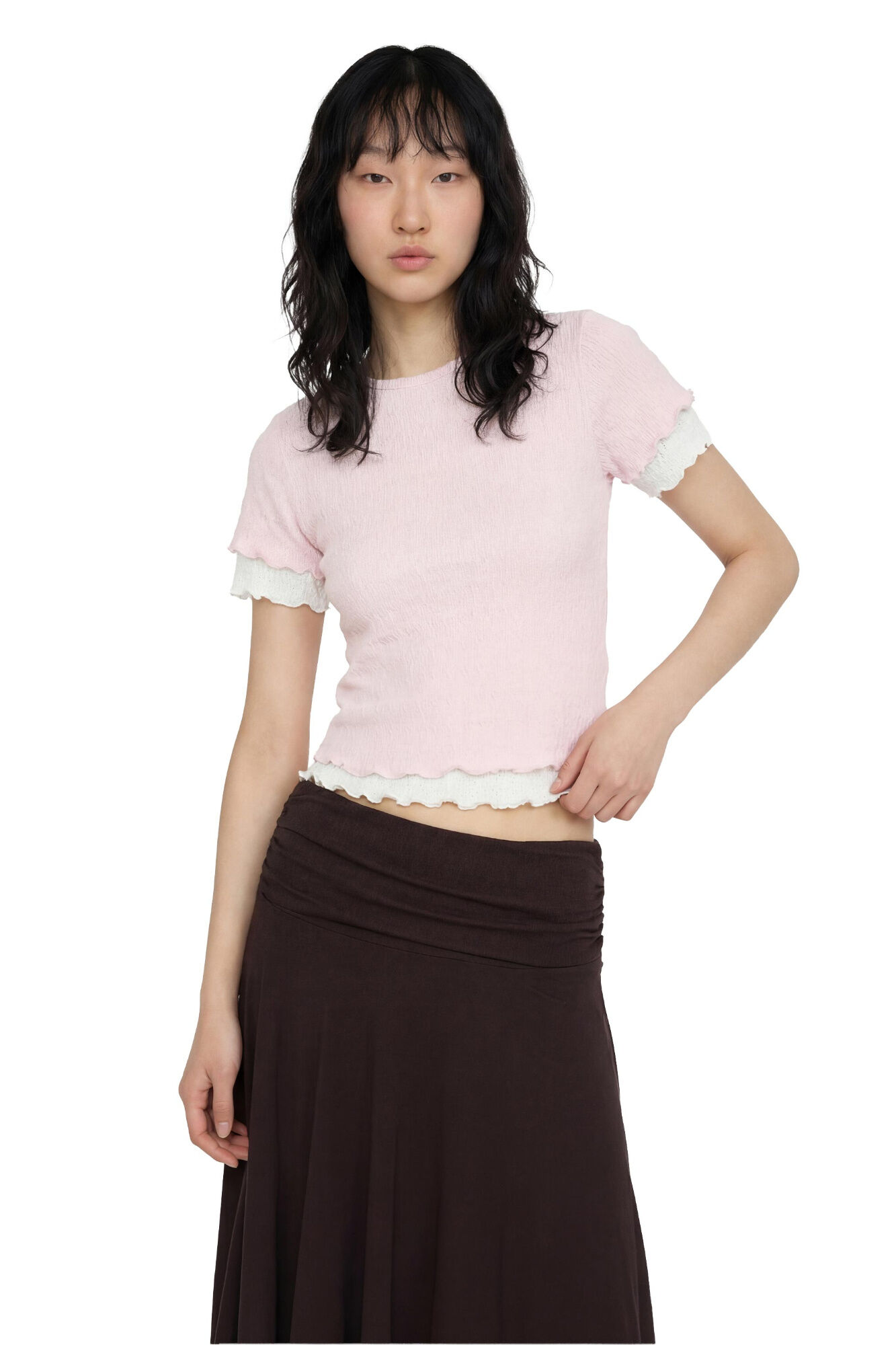 Koton T-shirt crop de manga curta
