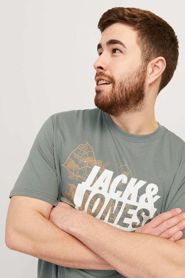 Jack & Jones PLUS T-shirt de algod&atilde;o manga curta com logo frontal PLUS verde