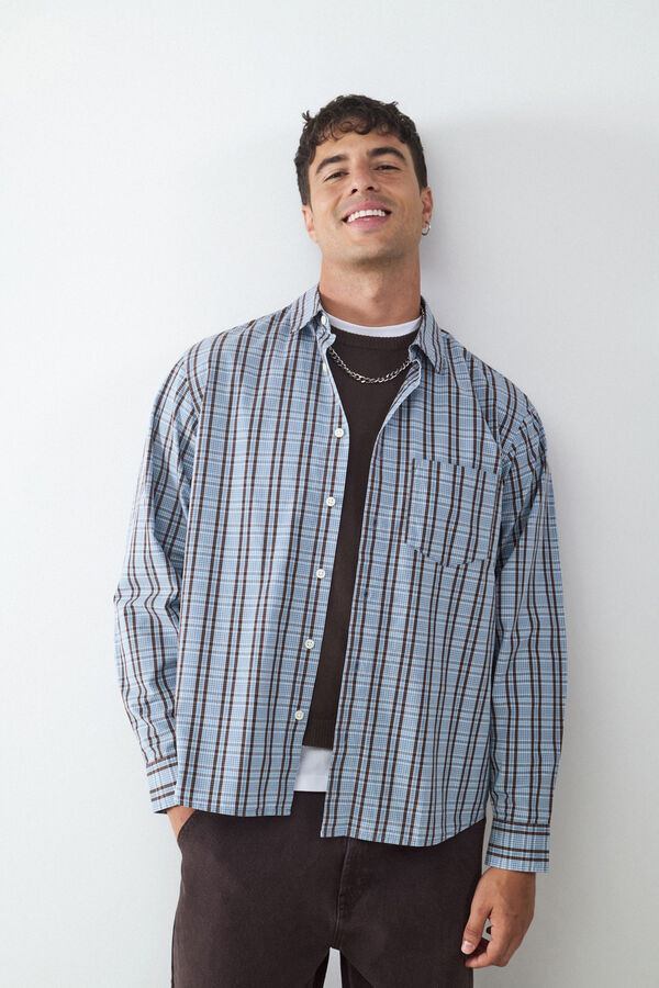 Balmohk Camisa manga larga oversize bolsillo marr&oacute;n