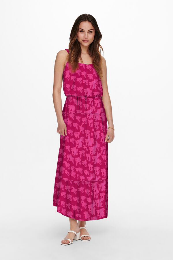 Only Vestido comprido com al&ccedil;as rosa