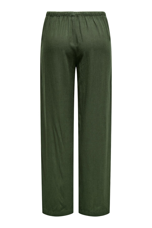 JDY Calças compridas de linho verde