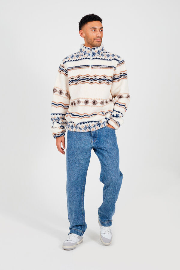Brave Soul Sweatshirt com gola e fecho-&eacute;clair branco