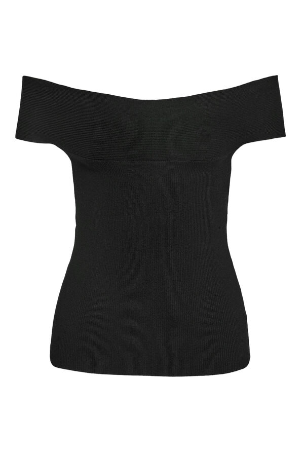 Noisy May Top de punto con escote barco. negro