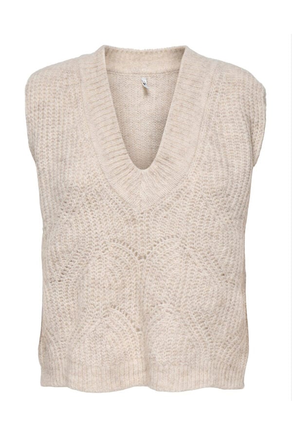 Only Chaleco estructura cuello pico beige