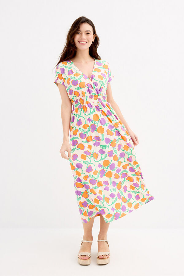 Inside Vestido Midi Cintura El&aacute;stica castanho