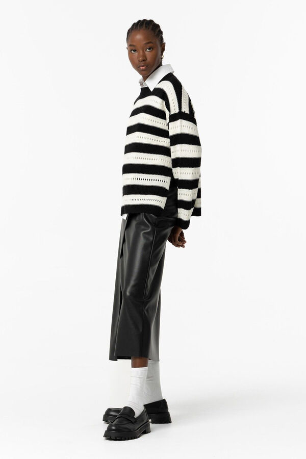 Tiffosi Falda Midi Efecto Piel con Nudo negro