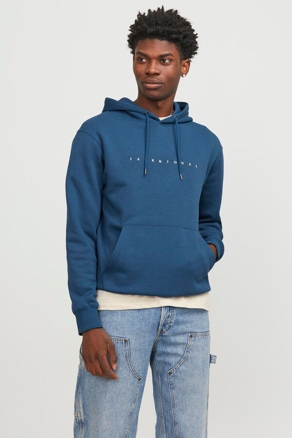 Jack & Jones Sweatshirt com capuz padr&atilde;o azul