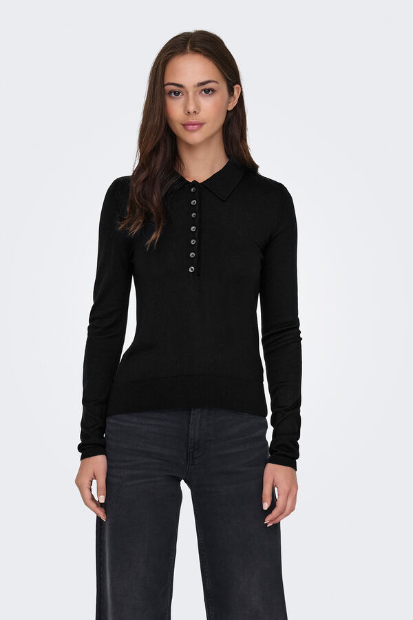 Only Camisola gola polo preto