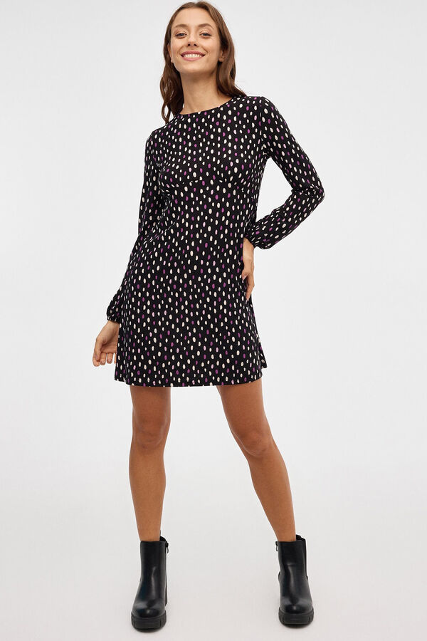 Inside Vestido curto manga comprida print preto
