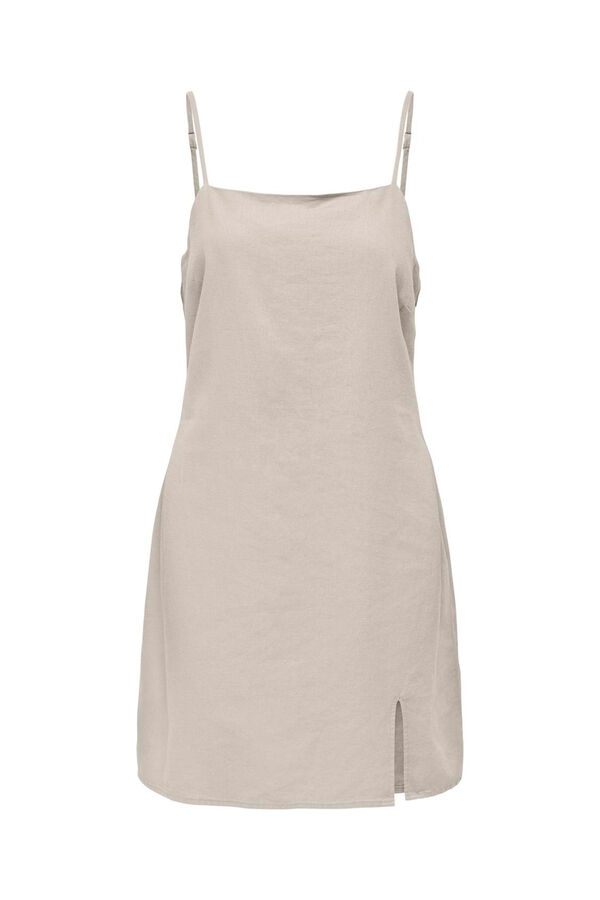 Only Vestido de tirantes con lino gris