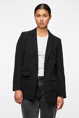 Pieces Blazer oversize sem bot&otilde;es preto