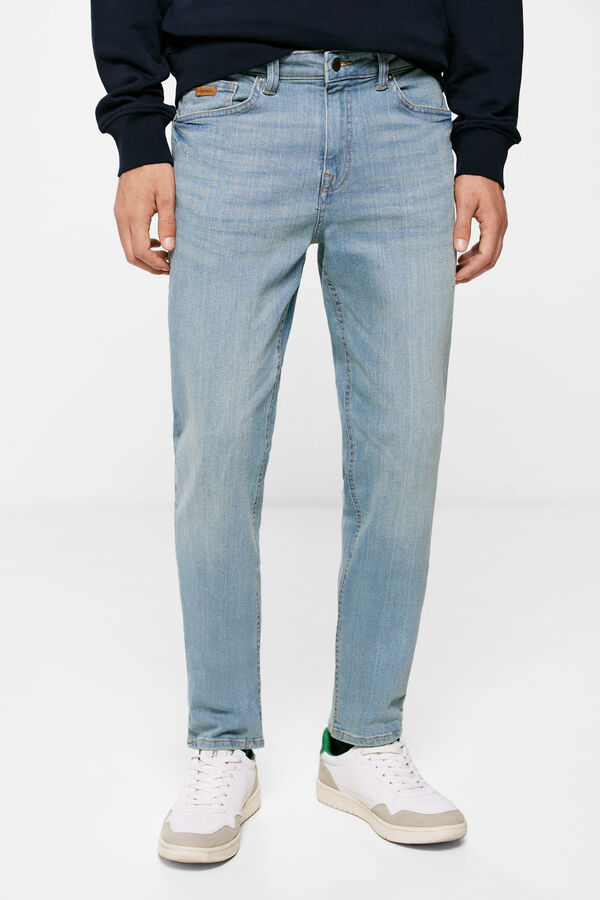 Springfield Jeans slim ligero lavado medio claro turquesa