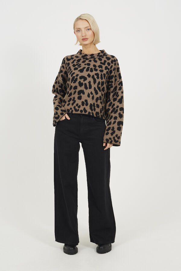 Brave Soul Jersey de punto leopardo estampado