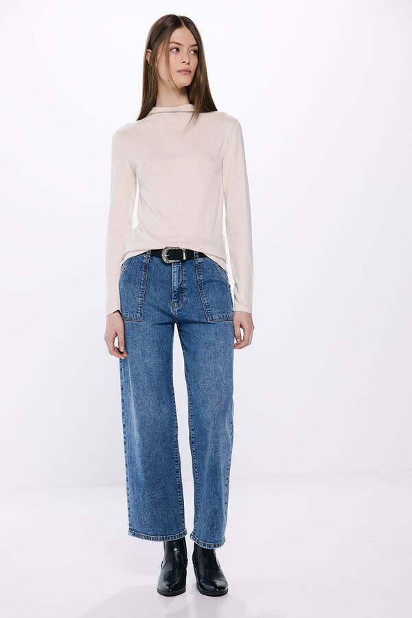 Springfield Camiseta cuello perkins tacto suave nude