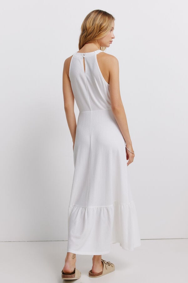 Springfield Vestido midi cuello halter crochet blanco