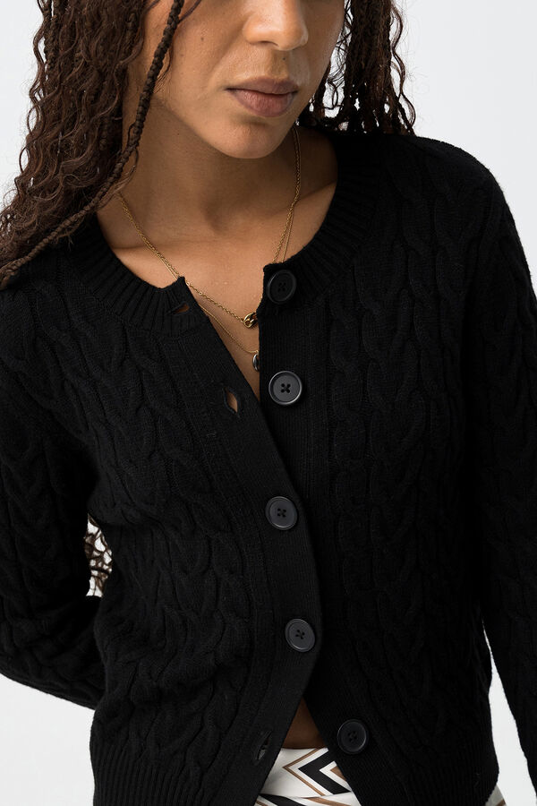 Tiffosi C&aacute;rdigan Slim Punto de Cable negro