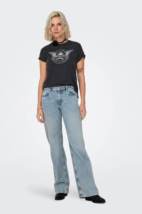 Only Camiseta manga corta estampado negro