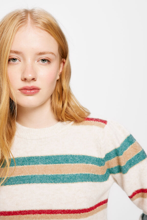 Springfield Jersey Rayas Botones Pu&ntilde;o beige